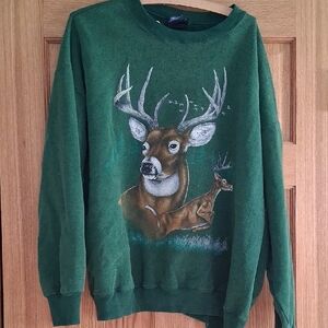 Green Deer Print Men's Sweater
